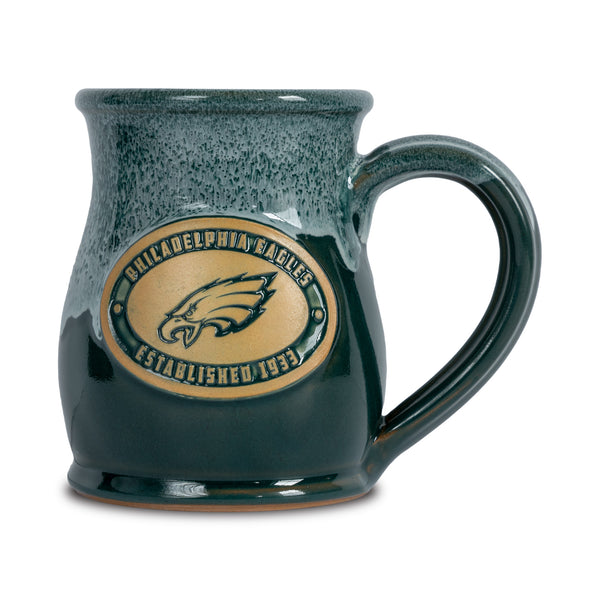 Philadelphia Eagles 14-oz Two-Tone Tall Belly Mug, Handmade Large Ceramic Coffee Mug With Team Logo, Premium Deneen Pottery Made in USA