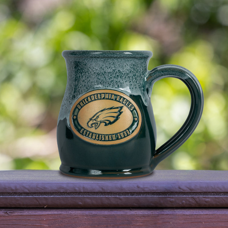 Philadelphia Eagles 14-oz Two-Tone Tall Belly Mug, Handmade Large Ceramic Coffee Mug With Team Logo, Premium Deneen Pottery Made in USA