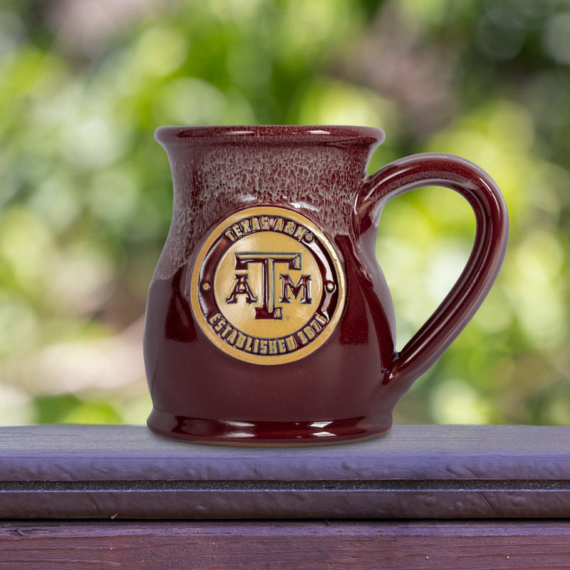 Texas A&M Aggies 14-oz Two-Tone Tall Belly Mug, Handmade Large Ceramic Coffee Mug With Team Logo, Premium Deneen Pottery Made in USA