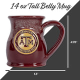 Texas A&M Aggies 14-oz Two-Tone Tall Belly Mug, Handmade Large Ceramic Coffee Mug With Team Logo, Premium Deneen Pottery Made in USA