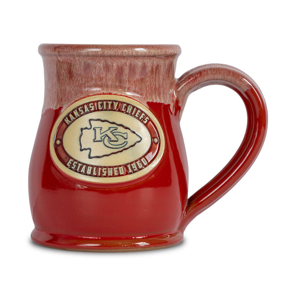 Kansas City Chiefs 14-oz Two-Tone Tall Belly Mug, Handmade Large Ceramic Coffee Mug With Team Logo, Premium Deneen Pottery Made in USA