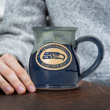 Seattle Seahawks 14-oz Two-Tone Tall Belly Mug, Handmade Large Ceramic Coffee Mug With Team Logo, Premium Deneen Pottery Made in USA