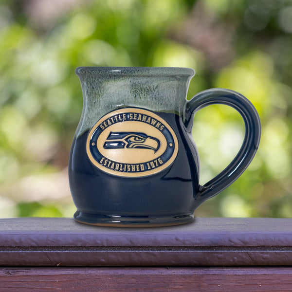 Seattle Seahawks 14-oz Two-Tone Tall Belly Mug, Handmade Large Ceramic Coffee Mug With Team Logo, Premium Deneen Pottery Made in USA