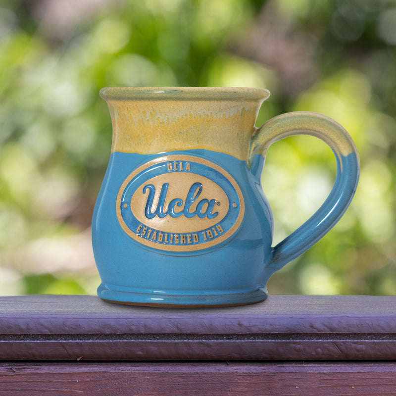 UCLA Bruins 14-oz Two-Tone Tall Belly Mug, Handmade Large Ceramic Coffee Mug With Team Logo, Premium Deneen Pottery Made in USA