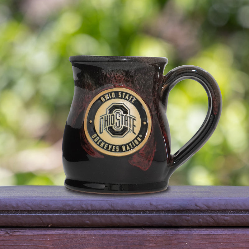 Ohio State Buckeyes 14-oz Two-Tone Tall Belly Mug, Handmade Large Ceramic Coffee Mug With Team Logo, Premium Deneen Pottery Made in USA