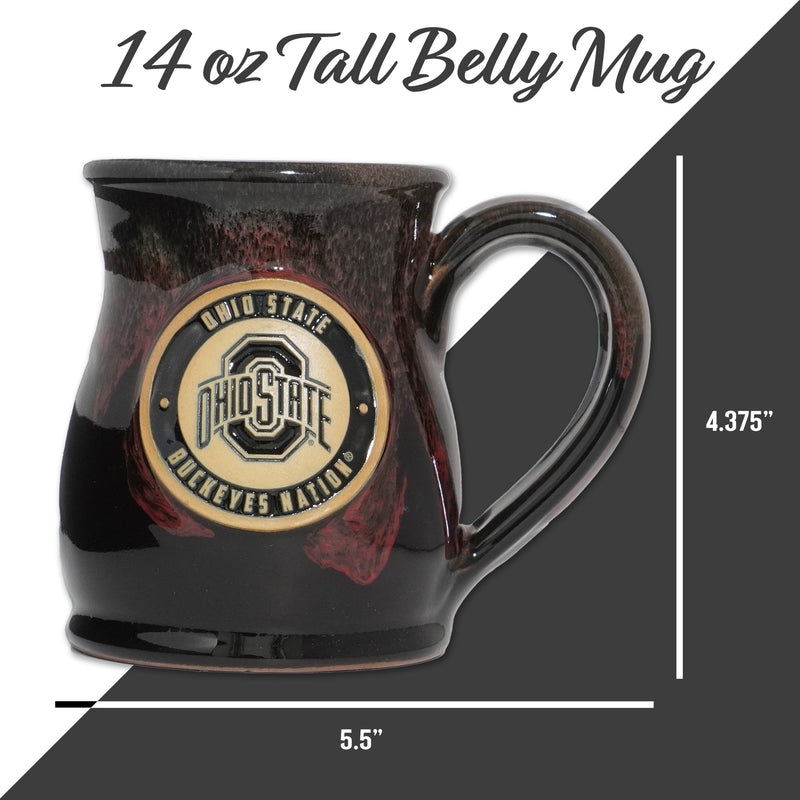 Ohio State Buckeyes 14-oz Two-Tone Tall Belly Mug, Handmade Large Ceramic Coffee Mug With Team Logo, Premium Deneen Pottery Made in USA