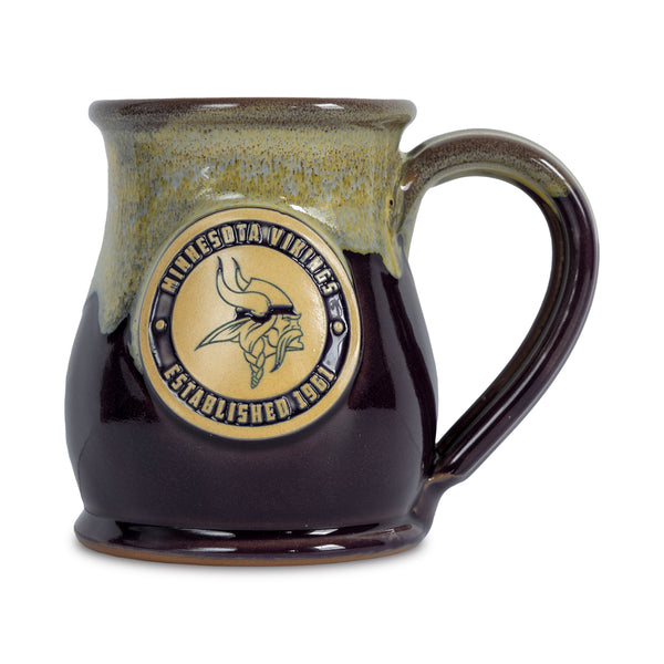 Minnesota Vikings 14-oz Two-Tone Tall Belly Mug, Handmade Large Ceramic Coffee Mug With Team Logo, Premium Deneen Pottery Made in USA