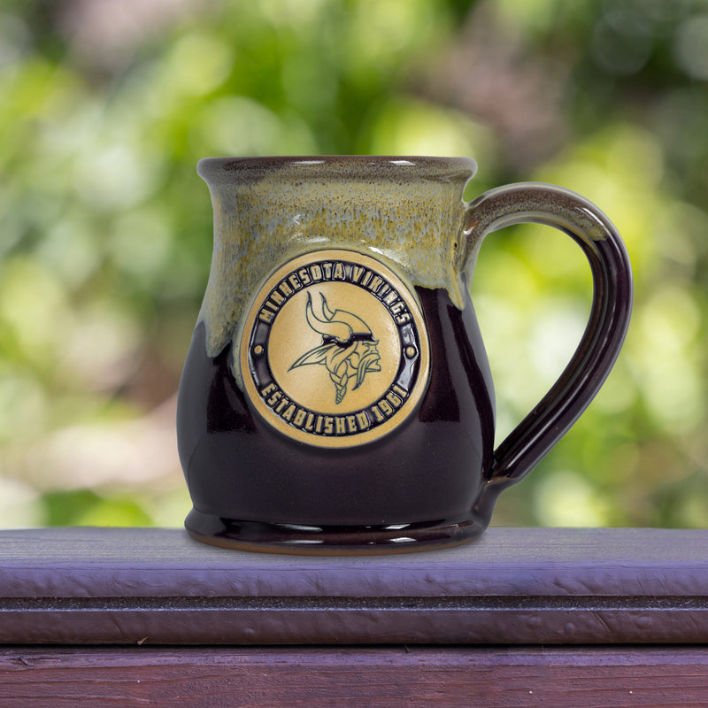 Minnesota Vikings 14-oz Two-Tone Tall Belly Mug, Handmade Large Ceramic Coffee Mug With Team Logo, Premium Deneen Pottery Made in USA