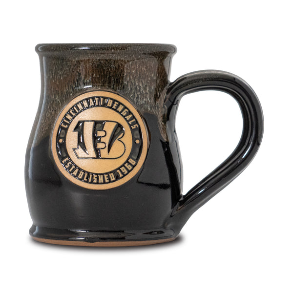 Cincinnati Bengals 14-oz Two-Tone Tall Belly Mug, Handmade Large Ceramic Coffee Mug With Team Logo, Premium Deneen Pottery Made in USA