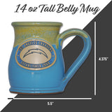 Los Angeles Chargers 14-oz Two-Tone Tall Belly Mug, Handmade Large Ceramic Coffee Mug With Team Logo, Premium Deneen Pottery Made in USA