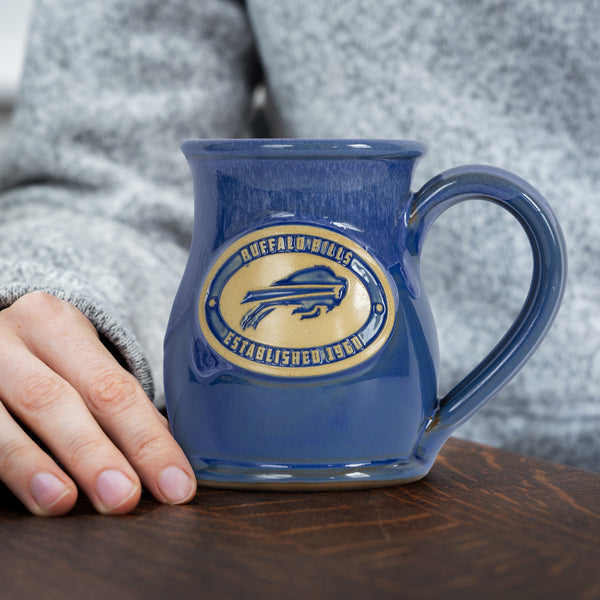 Buffalo Bills 14-oz Two-Tone Tall Belly Mug, Handmade Large Ceramic Coffee Mug With Team Logo, Premium Deneen Pottery Made in USA