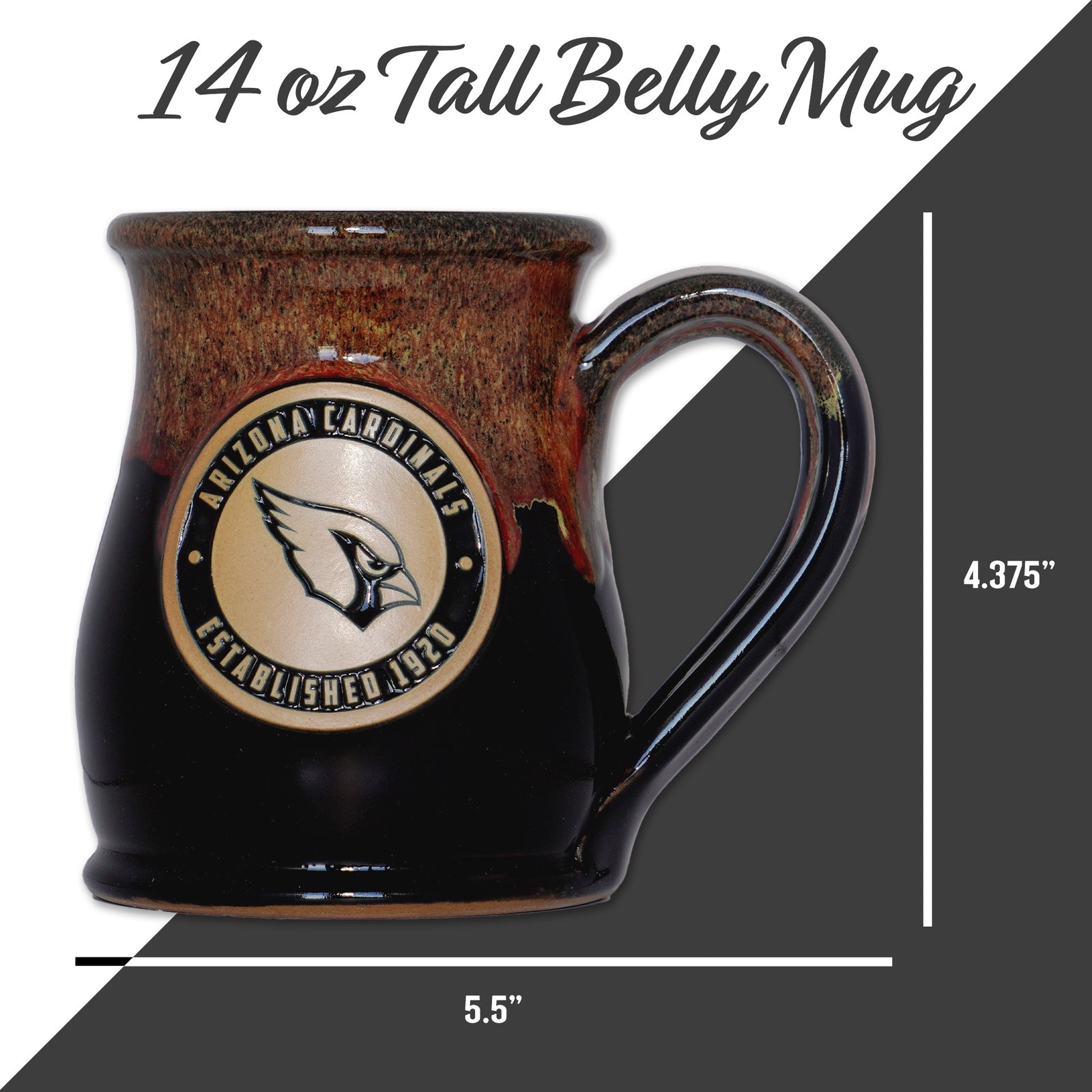 Arizona Cardinals 14-oz Two-Tone Tall Belly Mug, Handmade Large Cerami –  Greater Distance