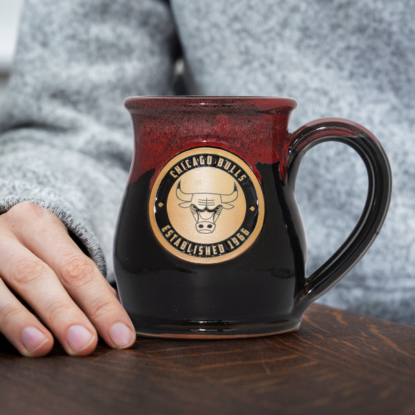 Chicago Bulls 14-oz Two-Tone Tall Belly Mug, Handmade Large Ceramic Coffee Mug With Team Logo, Premium Deneen Pottery Made in USA