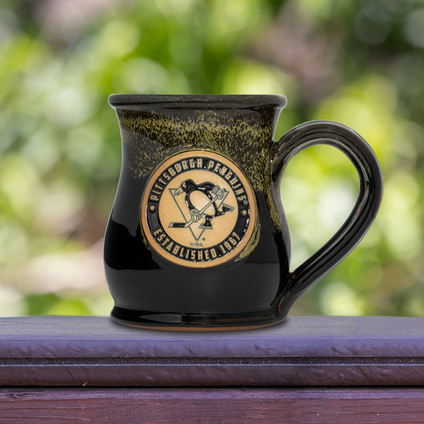Pittsburgh Penguins 14-oz Two-Tone Tall Belly Mug, Handmade Large Ceramic Coffee Mug With Team Logo, Premium Deneen Pottery Made in USA