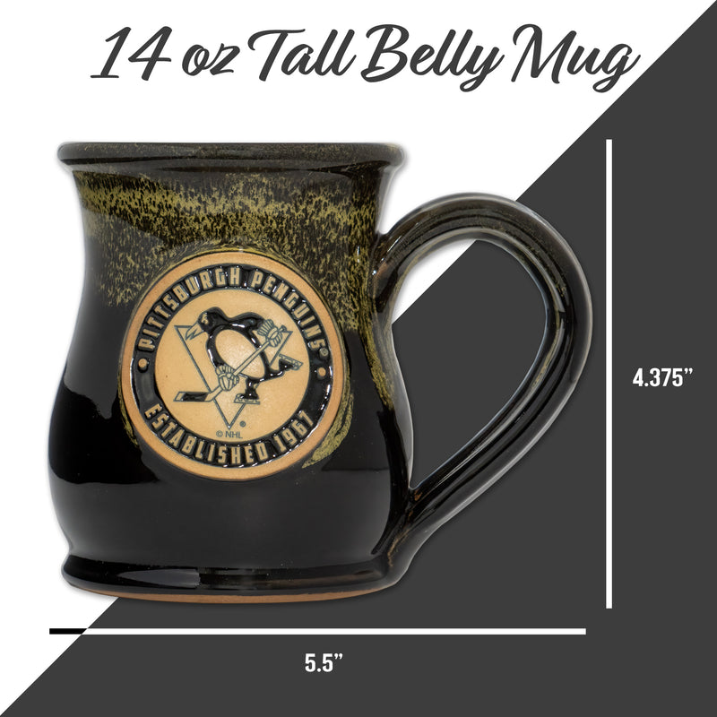 Pittsburgh Penguins 14-oz Two-Tone Tall Belly Mug, Handmade Large Ceramic Coffee Mug With Team Logo, Premium Deneen Pottery Made in USA