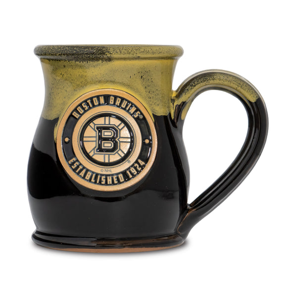 Boston Bruins 14-oz Two-Tone Tall Belly Mug, Handmade Large Ceramic Coffee Mug With Team Logo, Premium Deneen Pottery Made in USA