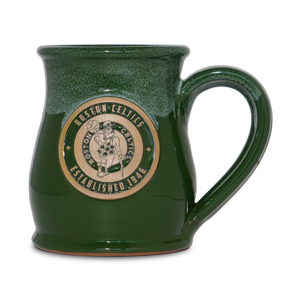 Boston Celtics 14-oz Two-Tone Tall Belly Mug, Handmade Large Ceramic Coffee Mug With Team Logo, Premium Deneen Pottery Made in USA