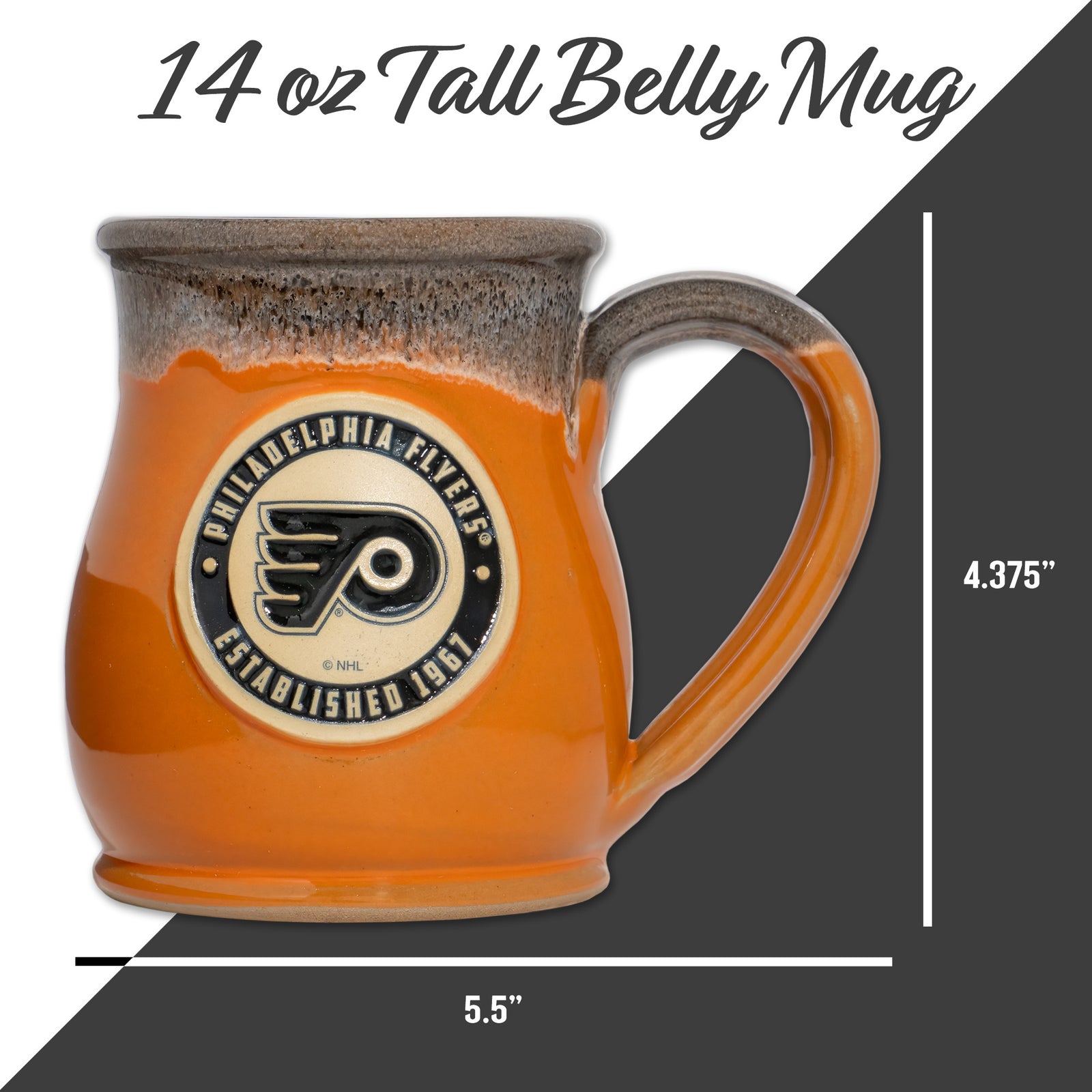 Philadelphia Flyers 14-oz Two-Tone Tall Belly Mug, Handmade Large