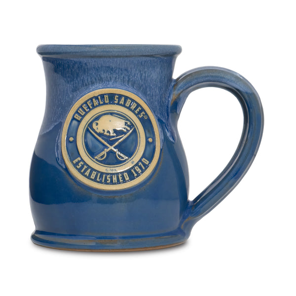 Buffalo Sabres 14-oz Two-Tone Tall Belly Mug, Handmade Large Ceramic Coffee Mug With Team Logo, Premium Deneen Pottery Made in USA
