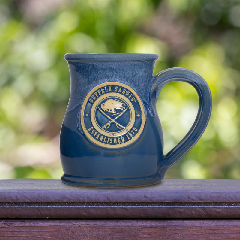 Buffalo Sabres 14-oz Two-Tone Tall Belly Mug, Handmade Large Ceramic Coffee Mug With Team Logo, Premium Deneen Pottery Made in USA
