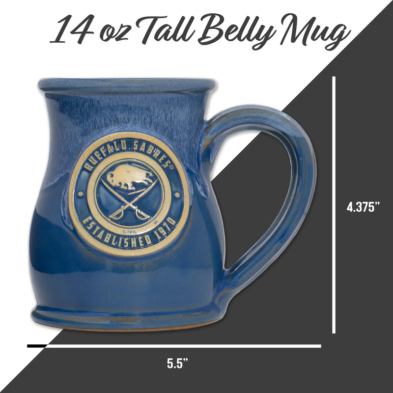 Buffalo Sabres 14-oz Two-Tone Tall Belly Mug, Handmade Large Ceramic Coffee Mug With Team Logo, Premium Deneen Pottery Made in USA