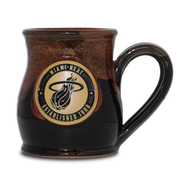 Miami Heat 14-oz Two-Tone Tall Belly Mug, Handmade Large Ceramic Coffee Mug With Team Logo, Premium Deneen Pottery Made in USA