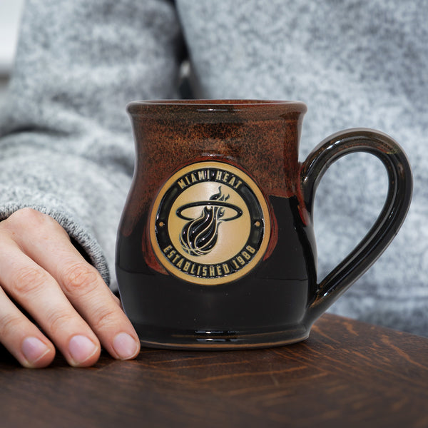 Miami Heat 14-oz Two-Tone Tall Belly Mug, Handmade Large Ceramic Coffee Mug With Team Logo, Premium Deneen Pottery Made in USA