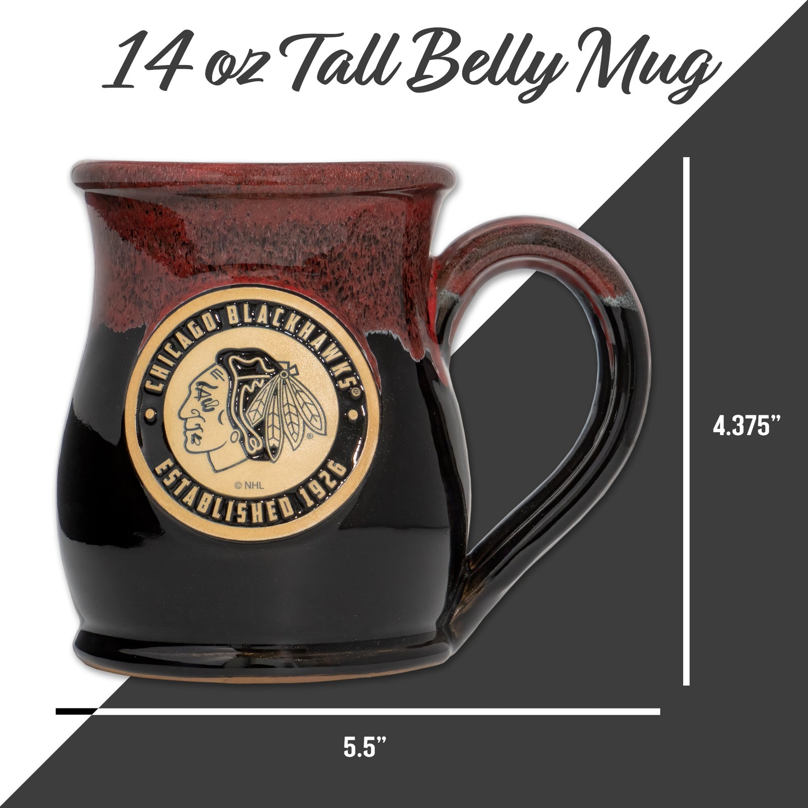 blackhawks stanley cup coffee mug Chicago Blackhawks 14-oz Two-Tone Tall Belly Mug, Handmade Large Ceramic  Coffee Mug With Team Logo, Premium Deneen Pottery Made in USA