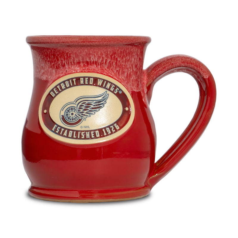 Detroit Red Wings 14-oz Two-Tone Tall Belly Mug, Handmade Large Ceramic Coffee Mug With Team Logo, Premium Deneen Pottery Made in USA