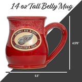 Detroit Red Wings 14-oz Two-Tone Tall Belly Mug, Handmade Large Ceramic Coffee Mug With Team Logo, Premium Deneen Pottery Made in USA