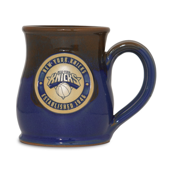 New York Knicks 14-oz Two-Tone Tall Belly Mug, Handmade Large Ceramic Coffee Mug With Team Logo, Premium Deneen Pottery Made in USA
