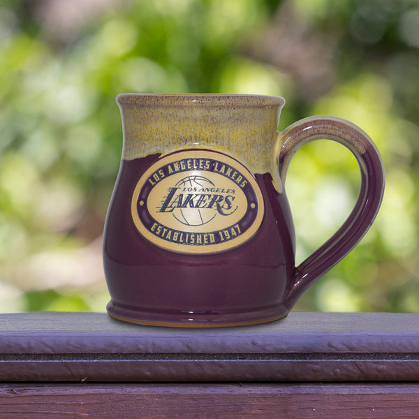 Los Angeles Lakers 14-oz Two-Tone Tall Belly Mug, Handmade Large Ceramic Coffee Mug With Team Logo, Premium Deneen Pottery Made in USA