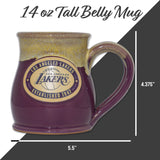 Los Angeles Lakers 14-oz Two-Tone Tall Belly Mug, Handmade Large Ceramic Coffee Mug With Team Logo, Premium Deneen Pottery Made in USA