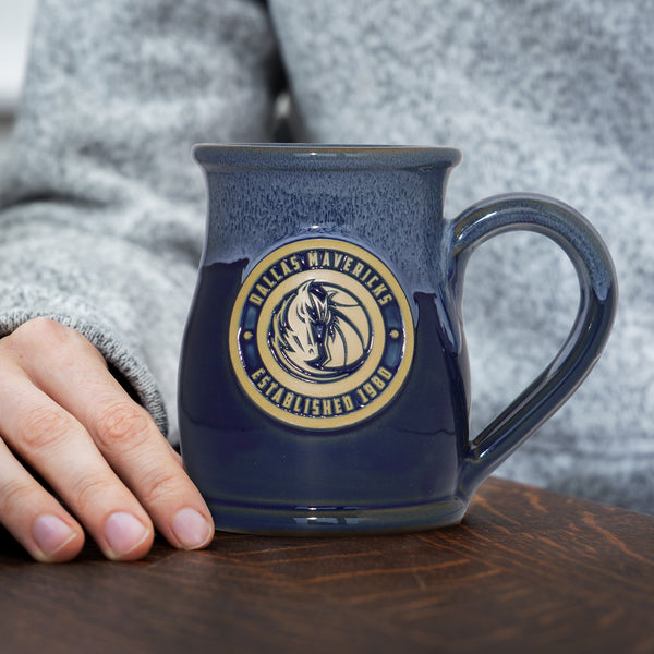 Dallas Mavericks 14-oz Two-Tone Tall Belly Mug, Handmade Large Ceramic Coffee Mug With Team Logo, Premium Deneen Pottery Made in USA