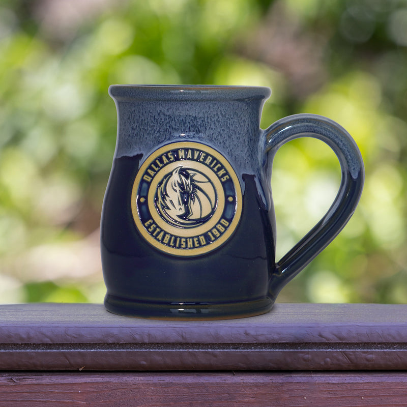 Dallas Mavericks 14-oz Two-Tone Tall Belly Mug, Handmade Large Ceramic Coffee Mug With Team Logo, Premium Deneen Pottery Made in USA