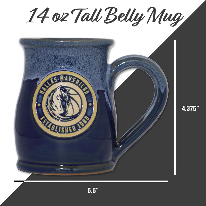 Dallas Mavericks 14-oz Two-Tone Tall Belly Mug, Handmade Large Ceramic Coffee Mug With Team Logo, Premium Deneen Pottery Made in USA