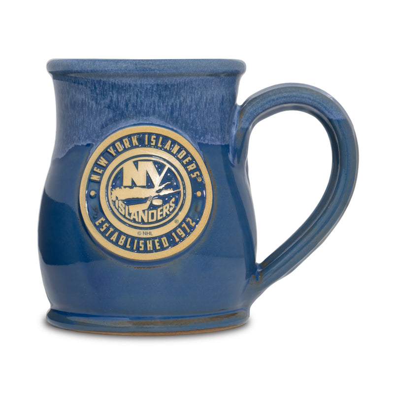 New York Islanders 14-oz Two-Tone Tall Belly Mug, Handmade Large Ceramic Coffee Mug With Team Logo, Premium Deneen Pottery Made in USA