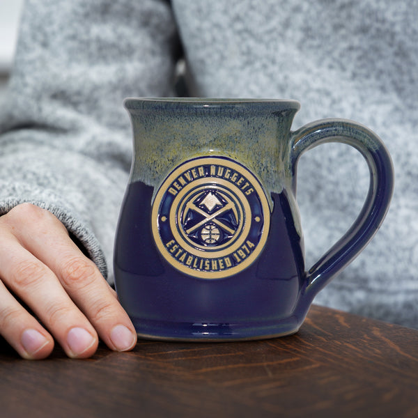 Denver Nuggets 14-oz Two-Tone Tall Belly Mug, Handmade Large Ceramic Coffee Mug With Team Logo, Premium Deneen Pottery Made in USA