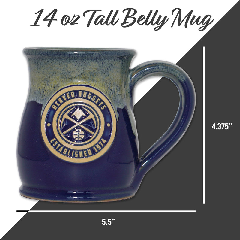 Denver Nuggets 14-oz Two-Tone Tall Belly Mug, Handmade Large Ceramic Coffee Mug With Team Logo, Premium Deneen Pottery Made in USA