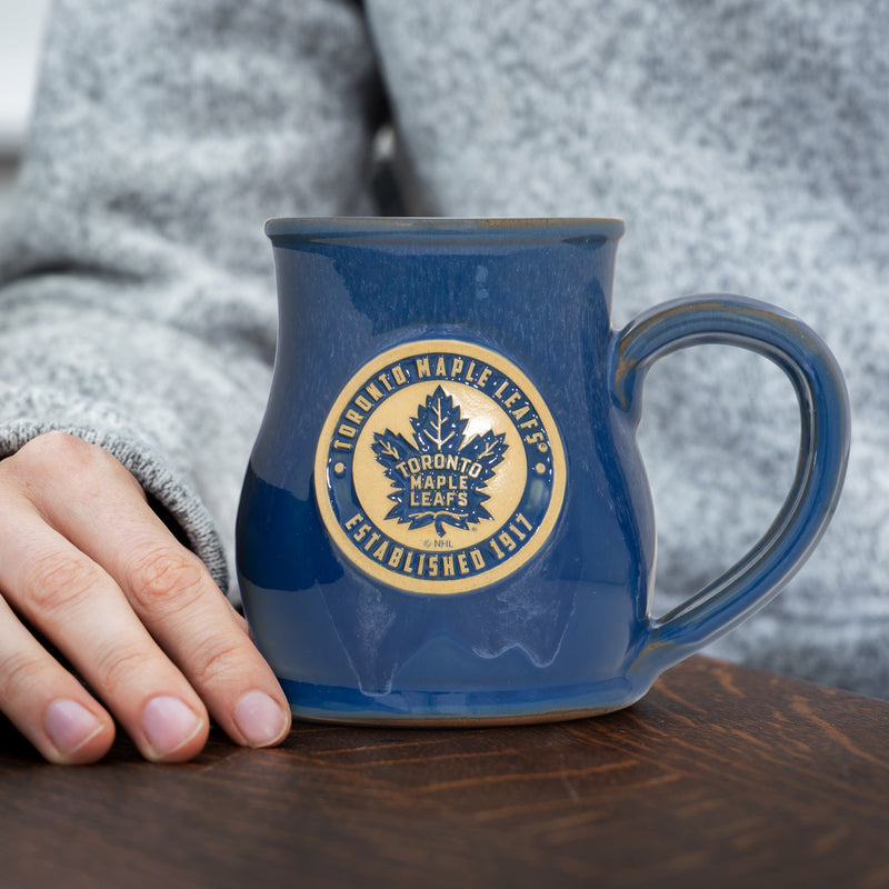 Toronto Maple Leafs 14-oz Two-Tone Tall Belly Mug, Handmade Large Ceramic Coffee Mug With Team Logo, Premium Deneen Pottery Made in USA