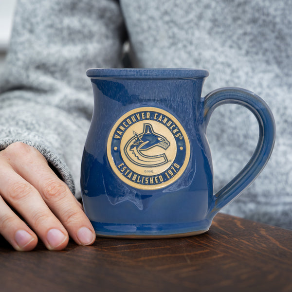 Vancouver Canucks 14-oz Two-Tone Tall Belly Mug, Handmade Large Ceramic Coffee Mug With Team Logo, Premium Deneen Pottery Made in USA