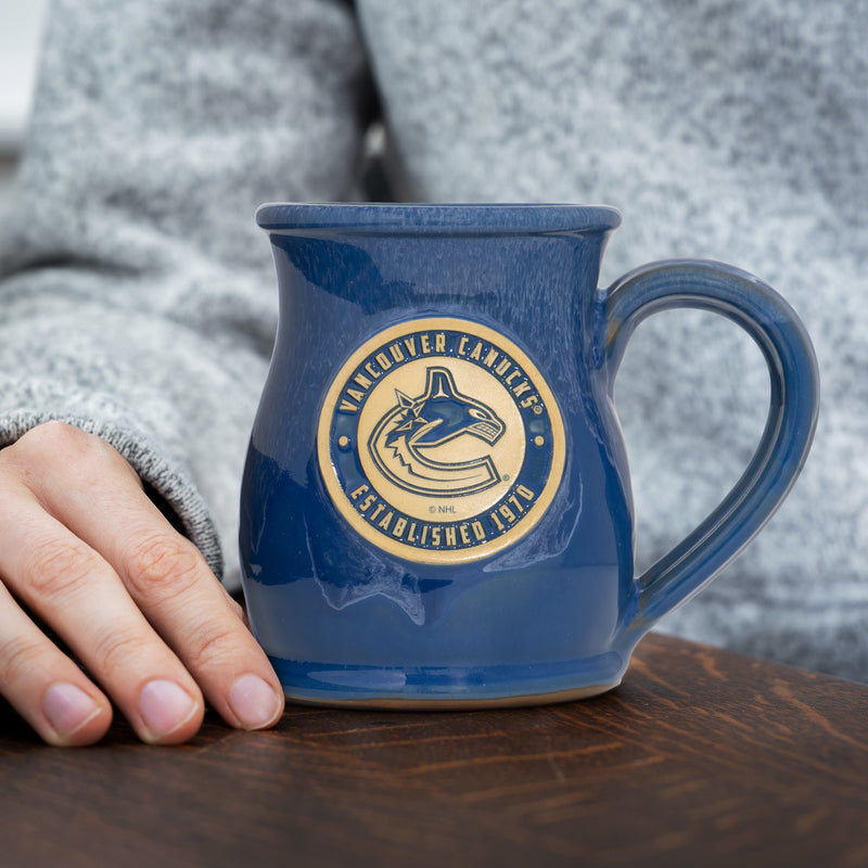 Vancouver Canucks 14-oz Two-Tone Tall Belly Mug, Handmade Large Ceramic Coffee Mug With Team Logo, Premium Deneen Pottery Made in USA