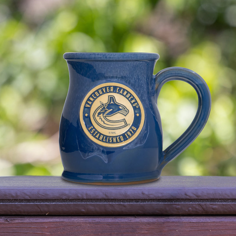 Vancouver Canucks 14-oz Two-Tone Tall Belly Mug, Handmade Large Ceramic Coffee Mug With Team Logo, Premium Deneen Pottery Made in USA