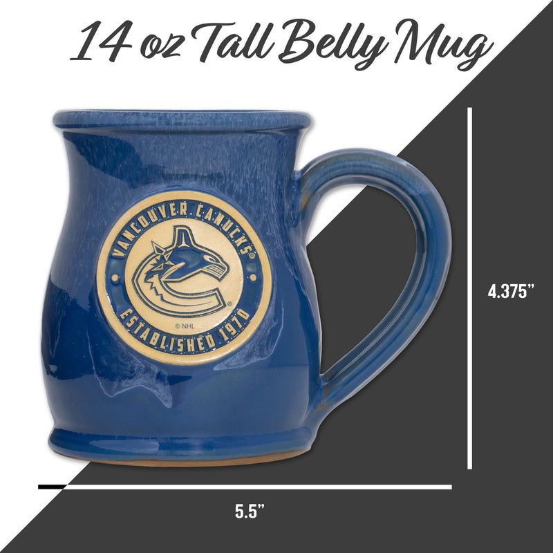 Vancouver Canucks 14-oz Two-Tone Tall Belly Mug, Handmade Large Ceramic Coffee Mug With Team Logo, Premium Deneen Pottery Made in USA
