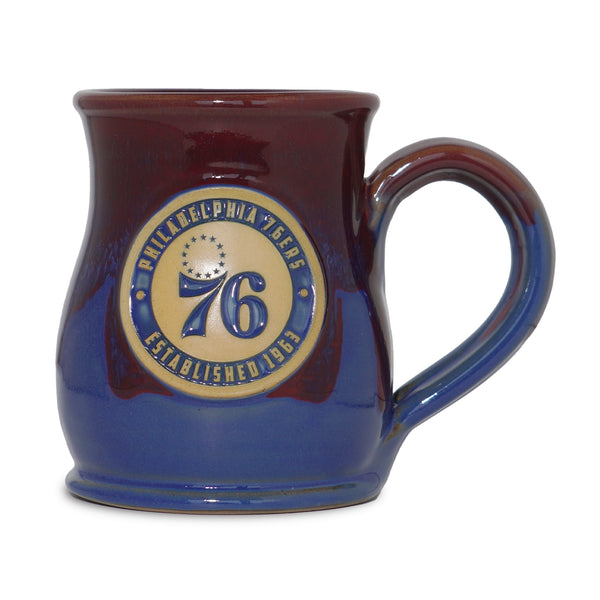 Philadelphia 76ers 14-oz Two-Tone Tall Belly Mug, Handmade Large Ceramic Coffee Mug With Team Logo, Premium Deneen Pottery Made in USA