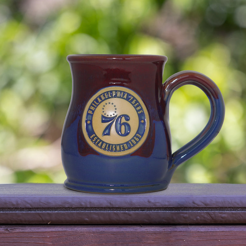 Philadelphia 76ers 14-oz Two-Tone Tall Belly Mug, Handmade Large Ceramic Coffee Mug With Team Logo, Premium Deneen Pottery Made in USA