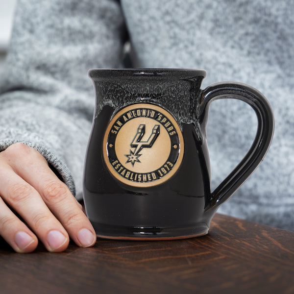 San Antonio Spurs 14-oz Two-Tone Tall Belly Mug, Handmade Large Ceramic Coffee Mug With Team Logo, Premium Deneen Pottery Made in USA