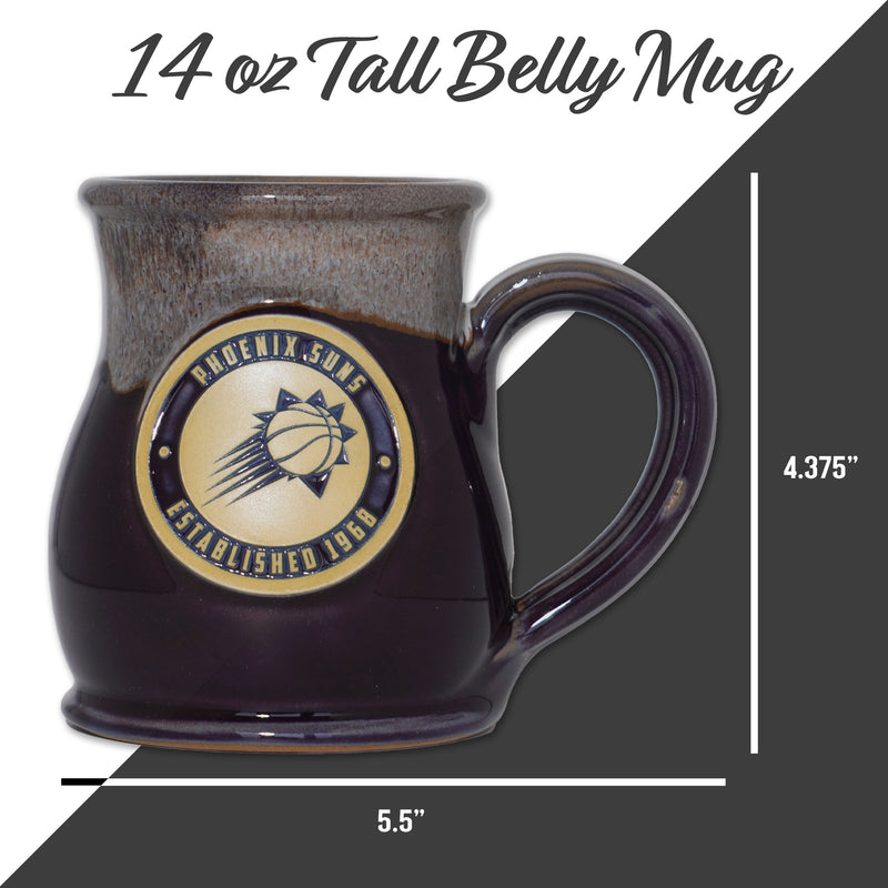 Phoenix Suns 14-oz Two-Tone Tall Belly Mug, Handmade Large Ceramic Coffee Mug With Team Logo, Premium Deneen Pottery Made in USA