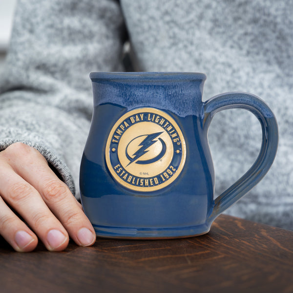 Tampa Bay Lightning 14-oz Two-Tone Tall Belly Mug, Handmade Large Ceramic Coffee Mug With Team Logo, Premium Deneen Pottery Made in USA
