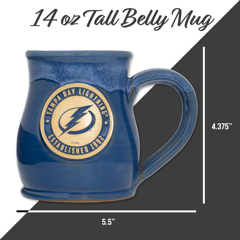 Tampa Bay Lightning 14-oz Two-Tone Tall Belly Mug, Handmade Large Ceramic Coffee Mug With Team Logo, Premium Deneen Pottery Made in USA
